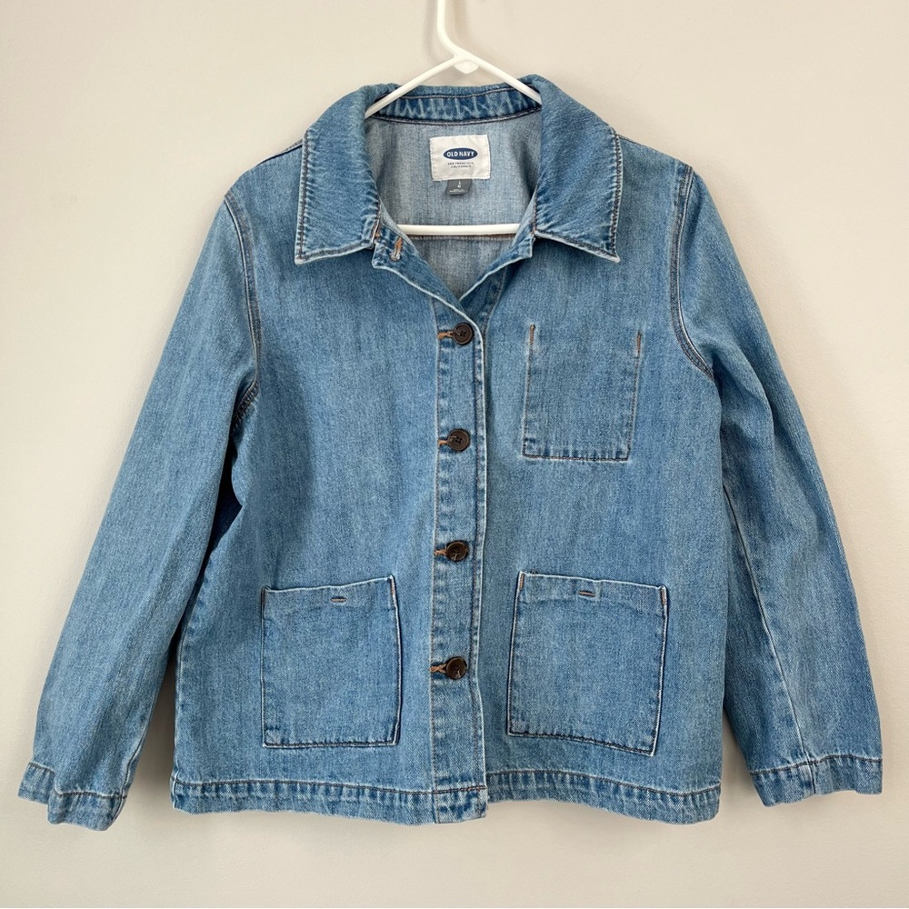Old Navy Button-Front Denim Chore Jacket Women Size Large